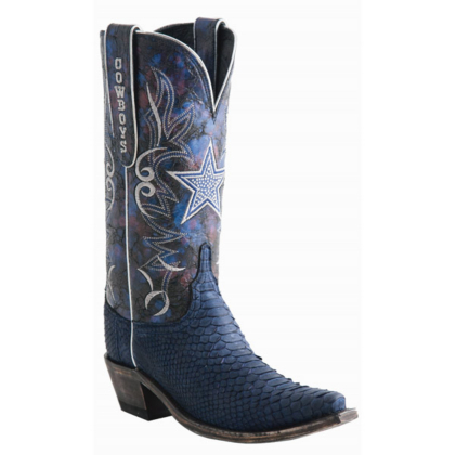Dallas Cowboys Lucchese Womens Sueded Python Swarovski Boot Width B