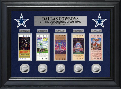 Dallas Cowboys Ticket and Coin Collection Frame Photos Collectibles